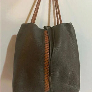Carlos falchi dark brown leather hobo handbag